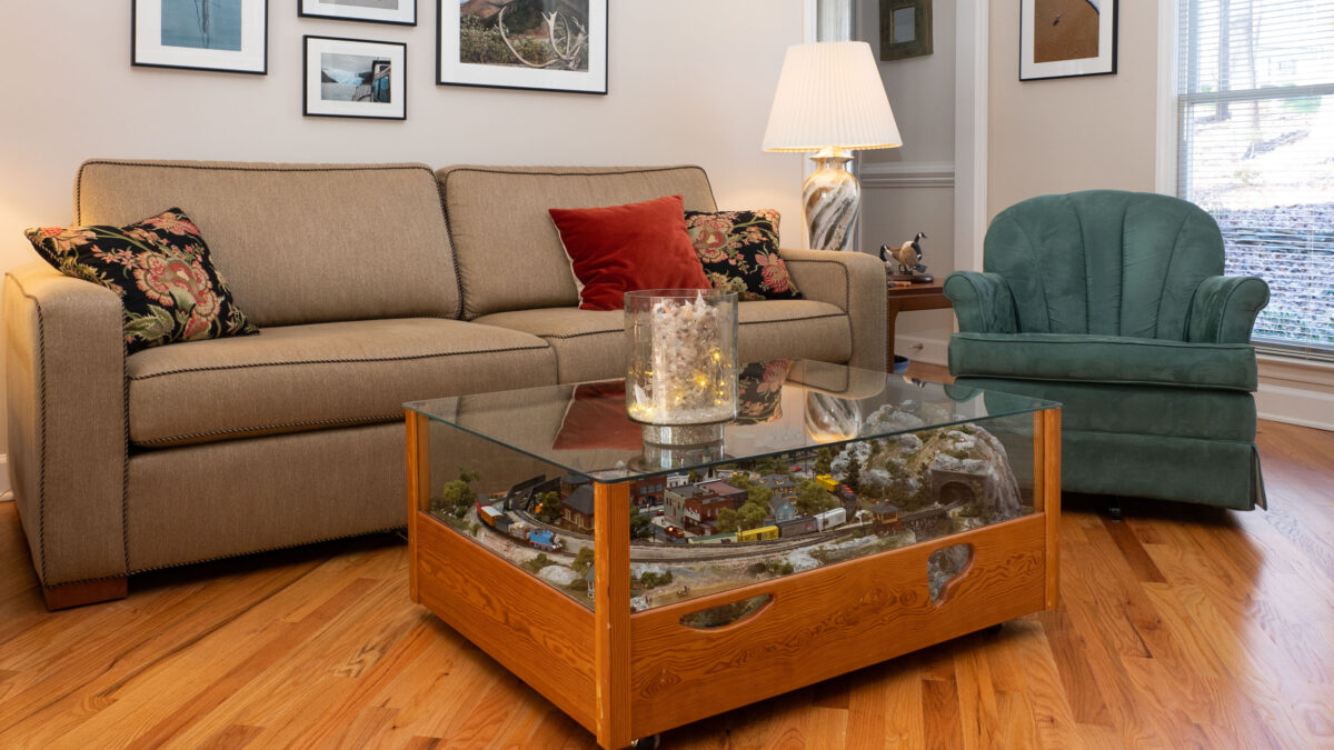 North Birk coffee table in the living room.